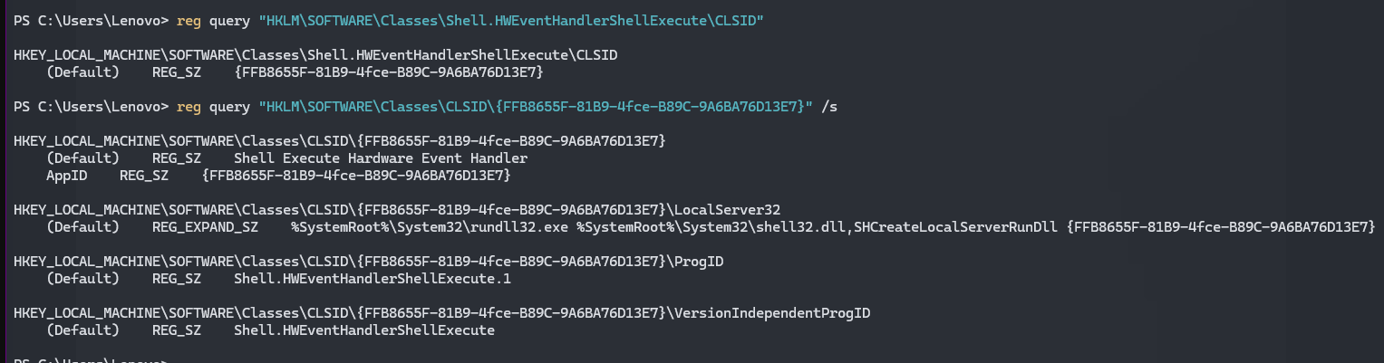 COM registration for Shell.HWEventHandlerShellExecute