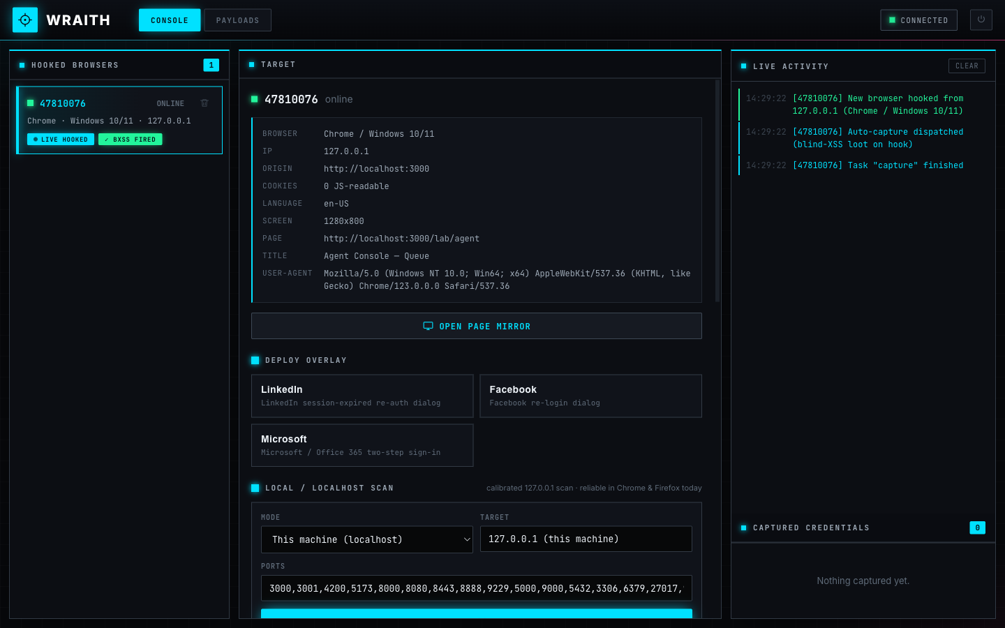 WRAITH operator console
