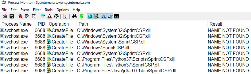 DLL search order triggered.