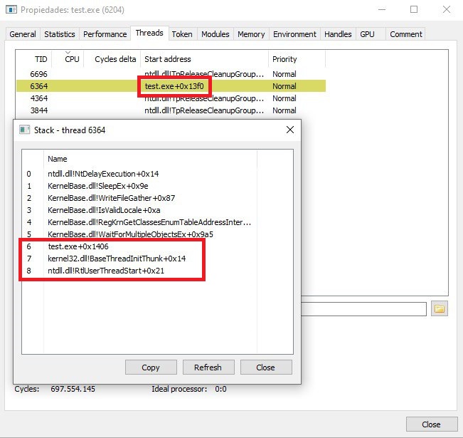 Call stack spoofed keeping the main module Call stack spoofed keeping the main module.