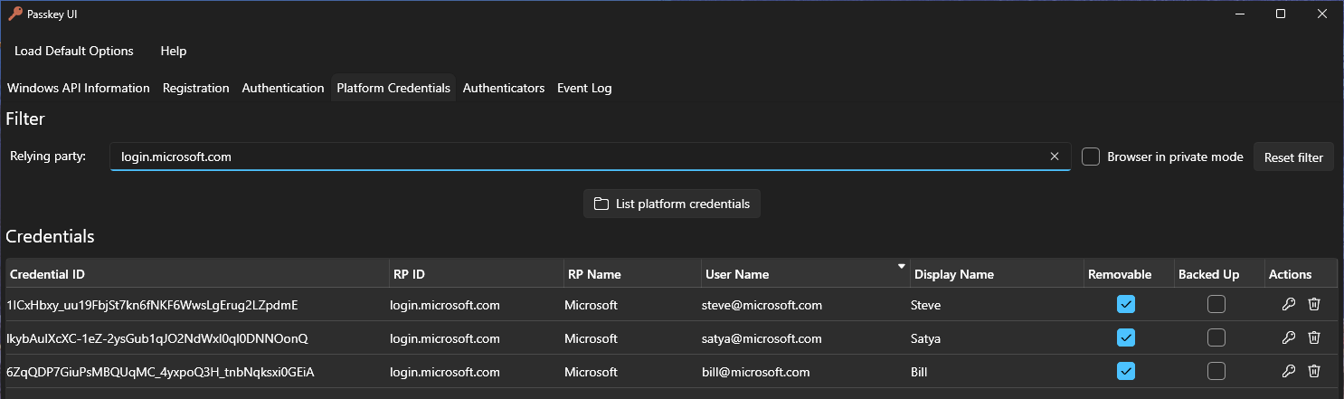 Passkey UI Windows Hello Passkeys Screenshot