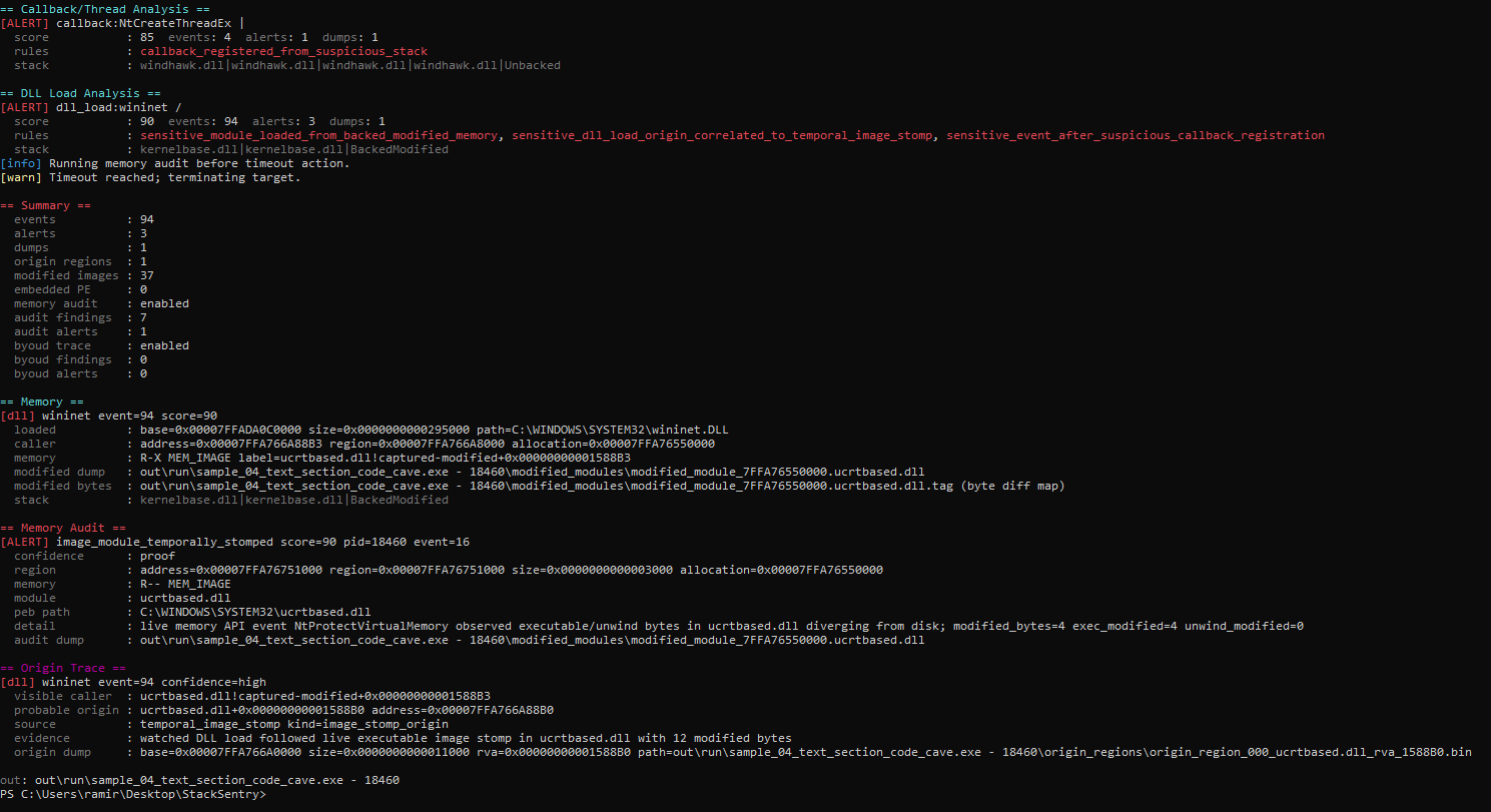 Code cave modified image detection