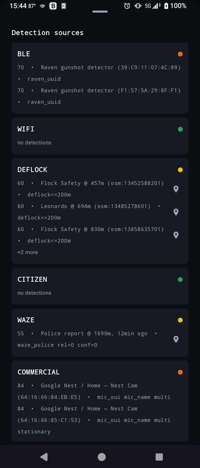 Detection-source drill-down
